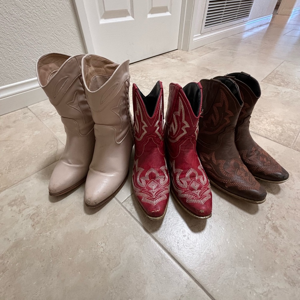 3 pairs of Cowboy boots 6.5